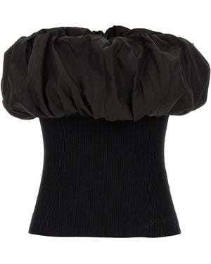 Ganni Melange Knit Top - Black