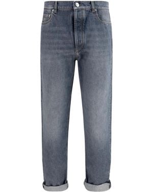 Brunello Cucinelli Jeans Straight-Leg Turn-Up - Blue