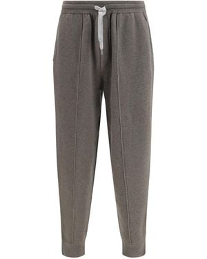 Brunello Cucinelli Double-Knit Cashmere Pants With Crête And Zips - Gray