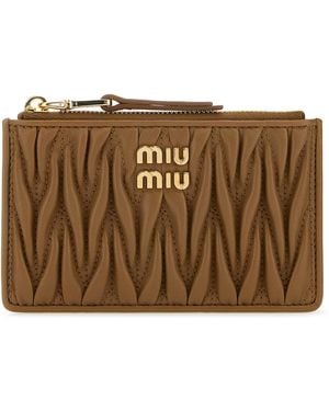 Miu Miu Lambskin Leather Card Holder - Brown