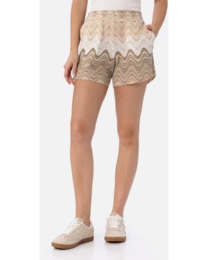 Mc2 Saint Barth Rachel Knit Fabric Pull Up Shorts Meave - Natural