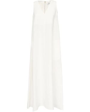 Max Mara Flared Linen Dress in White | Lyst
