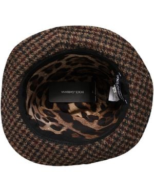 Dolce & Gabbana Chequered Wool Tweed Fedora Capello Hats And Alpaca Nylon - Black