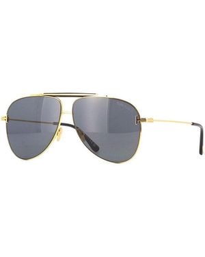 Tom Ford Sunglasses Aviator Full Rim, Shiny Deep Frame And Smoke Lens Ft101830A - Gray