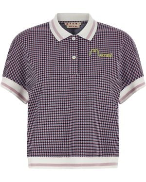 Marni Check Patterned Polo - Purple