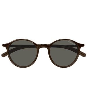 Montblanc Sunglasses Round Full Rim, Shiny Frame And Lens Mb0324S002 - Brown