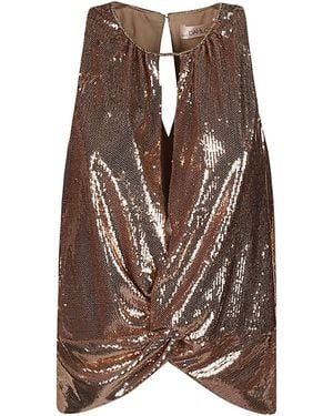 Dahlo Sequin Cropped Top - Brown