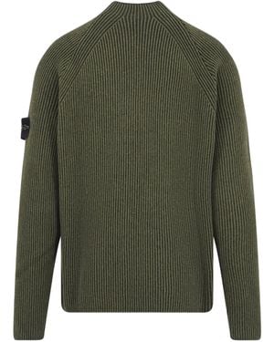 Stone Island Virgin Wool And Cotton Jumper - Green
