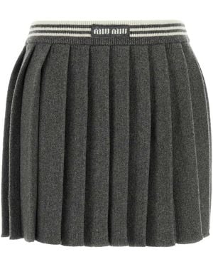 ミニスカート MIUMIU DARK GREY SILK BLEND MINI SKIRT Miu Miu Dark Grey Silk Blend Mini Skirt | italist