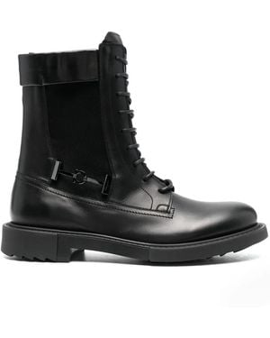 Ferragamo Ferragamo Lace-Up Leather Combat Boots - Black
