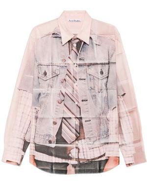 Acne Studios Shirt With Trompe-Lœil Print Cotton - Pink