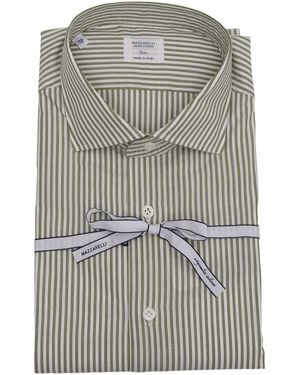 MAZZARELLI CAMICIE 100% Cotton Striped Slim Fit Shirt - Grey