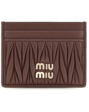 Miu Miu Bordeaux Lamb Ovis Aries Aries Wallet - Brown