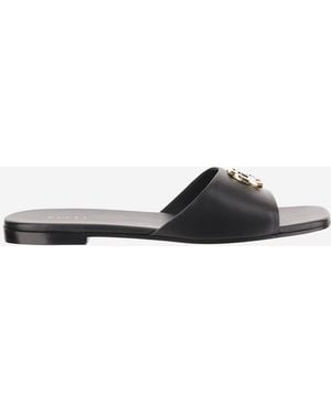 Gucci Leather Slider Sandals Lamb - Black
