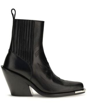 Rabanne Black Calf Leather Bos Taurus Ankle Boots