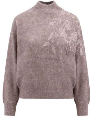 Brunello Cucinelli T-neck Knit - M - Brown