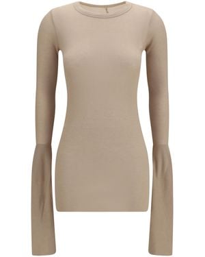 Rick Owens Long-Sleeve Top Viscose; Silk - Natural