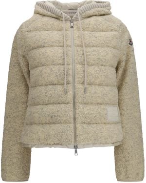 Moncler Padded Teddy Hoodie Sweater - White