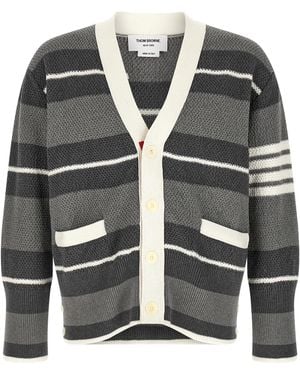Thom Browne Striped Cardigan - Grey