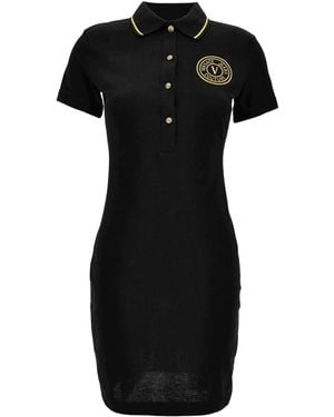 Versace Jeans Couture Polo Dress With Embroidered Logo - Black