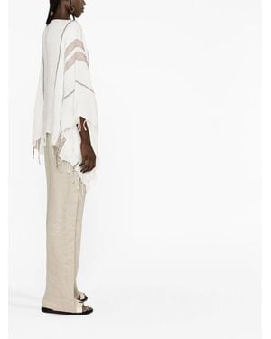 Brunello Cucinelli Striped Poncho Top Accessory - White