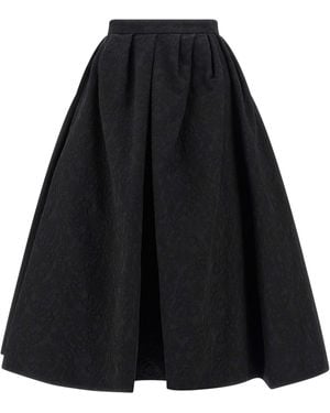 Carolina Herrera Cotton Jacquard Midi Skirt With Crinoline Underskirt - Black