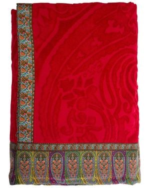 Etro Beach Towel Rectangular Cotton Accessories - Red