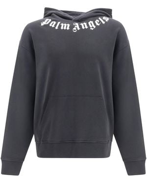 Palm Angels Logo Hoodie-Off/Off Cotton Sweatshirts - Gray