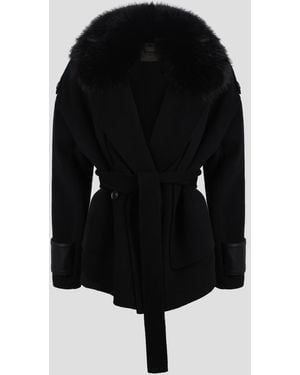 S.w.o.r.d 6.6.44 S.W.O.R.D. 6644 Coat With Fur Collar - Black