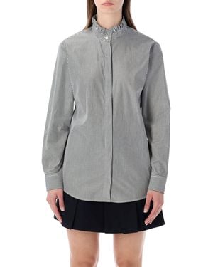 A.P.C. Striped Frill Collar Shirt - Grey