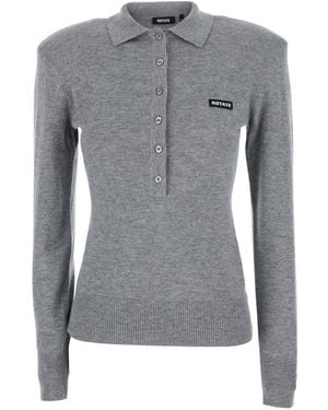 ROTATE BIRGER CHRISTENSEN Polo Shirt Wool Merino T-Shirts & Jerseys - Grey