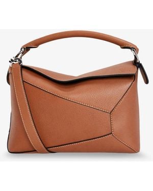 Loewe Leather Handbag Puzzle Edge Handbags - Brown
