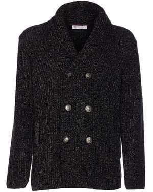 Brunello Cucinelli Double Breasted Cardigan - Blue