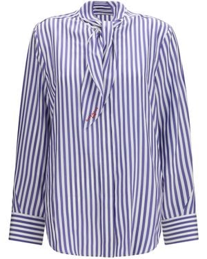 Givenchy Silk Striped Cocoon Shirt With Bow Top - Purple