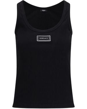 Versace Ribbed Sleeveless Top - Black