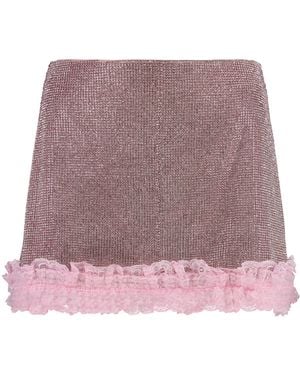 Self-Portrait Mini Skirt Embellished Polyester - Purple