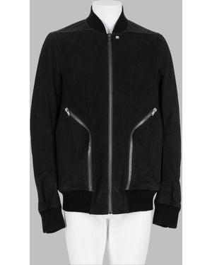 Rick Owens Leather Bomber Heizer Flight Lamb Jackets - Black