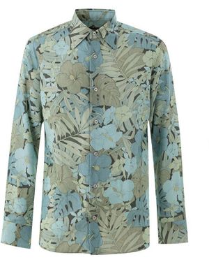 Tom Ford Blue Lyocell Pattern Shirt - Green