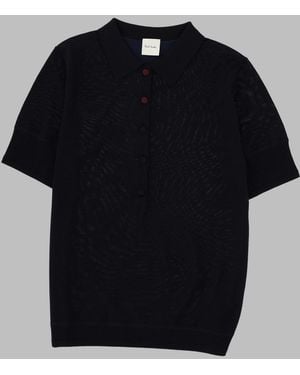 Paul Smith Merino Wool Blend Knit Polo Top - Black