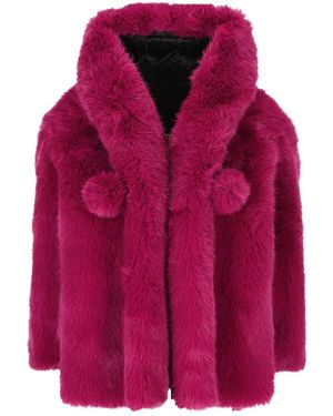 Moose Knuckles Faux Fur Hooded Parka Coat - Purple
