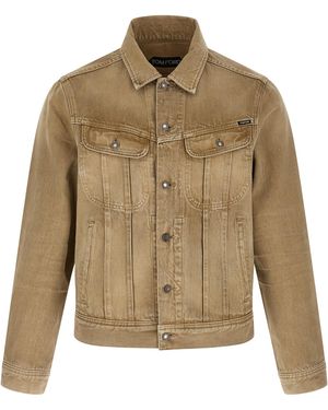 Tom Ford Denim Jacket Puffer Jackets - Natural