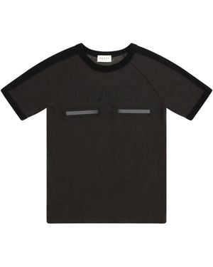 Gucci Logo T-Shirt For Boy Cotton T-Shirts - Black