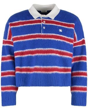 Celine Brushed Cotton Striped Polo - Blue