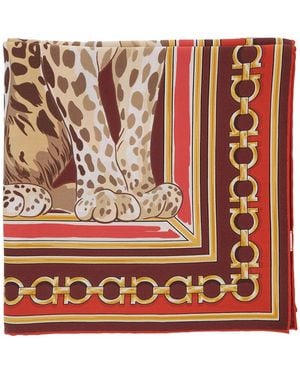 Ferragamo Silk Scarf With Motif Print - Red