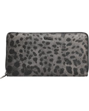 Dolce & Gabbana Leopard Leather Zip Around Continental Wallet - Grey