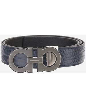 Ferragamo Leather Belt Calf - Gray