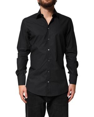 Dolce & Gabbana Cotton Dress Formal Shirt - Black