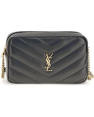 Saint Laurent Loulou Matelassé Leather Crossbody Bag Lamb Ovis Aries Shoulder - Grey