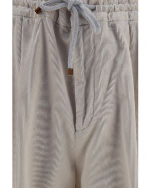 Brunello Cucinelli Corduroy Drawstring Trousers Cotton - Grey