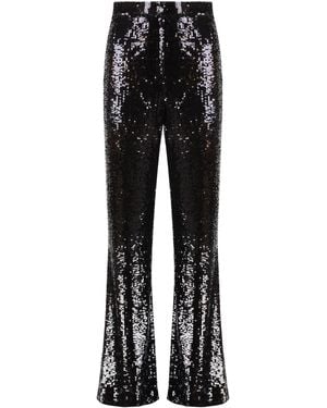 Nili Lotan Sequined Wide-Leg Trousers Viscose - Black